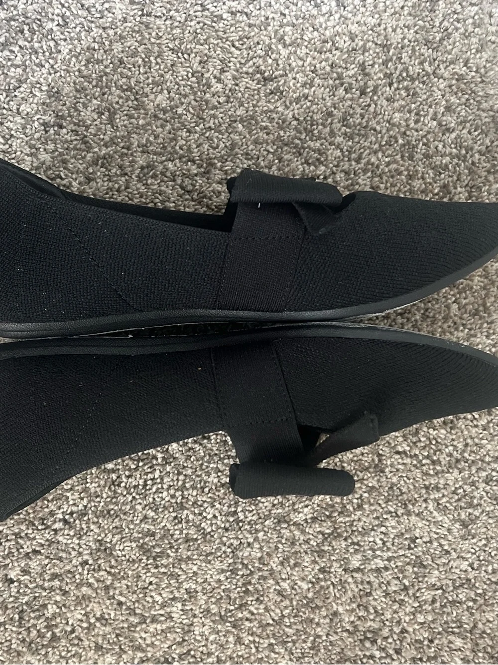 Skechers CLEO Black Pointed-Toe Flats with Top Bow